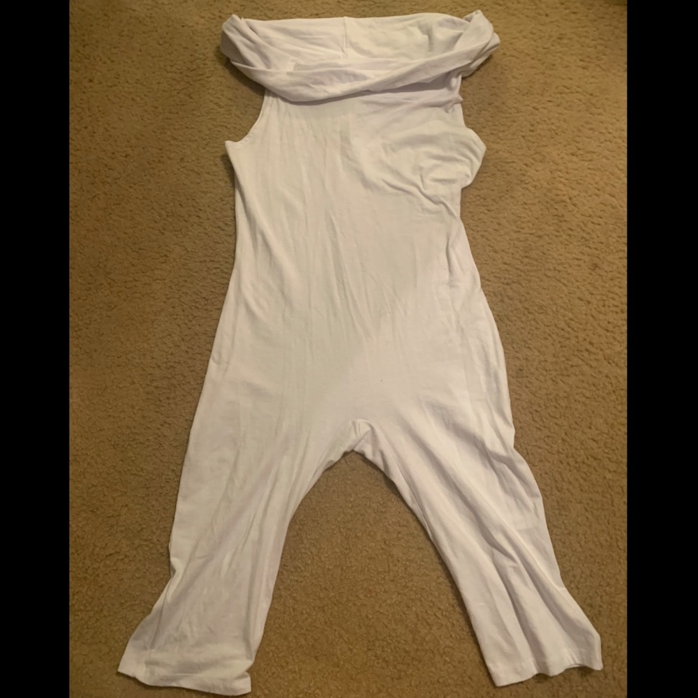 SOLD -White knit off shoulder jumpsuit